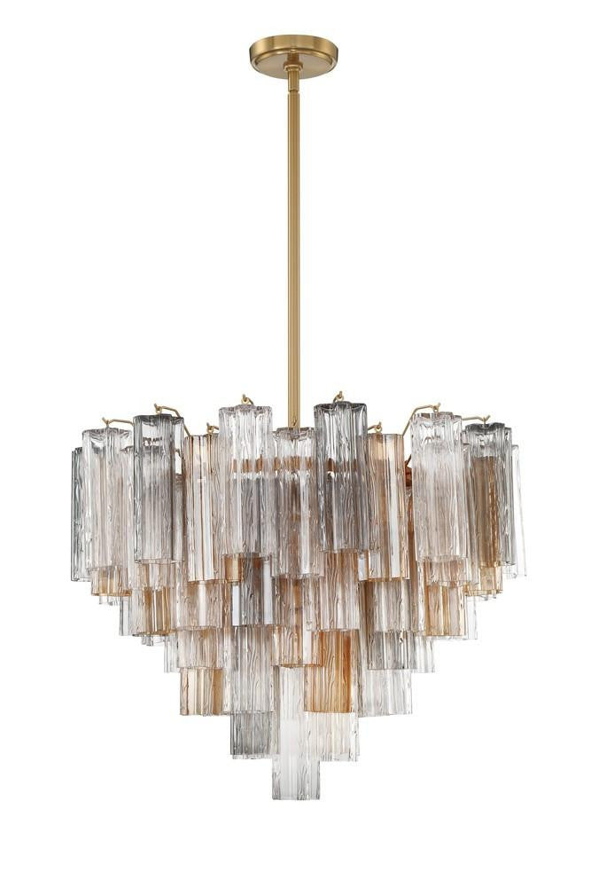 Crystorama Addis 12 Light Chandelier Aged Brass