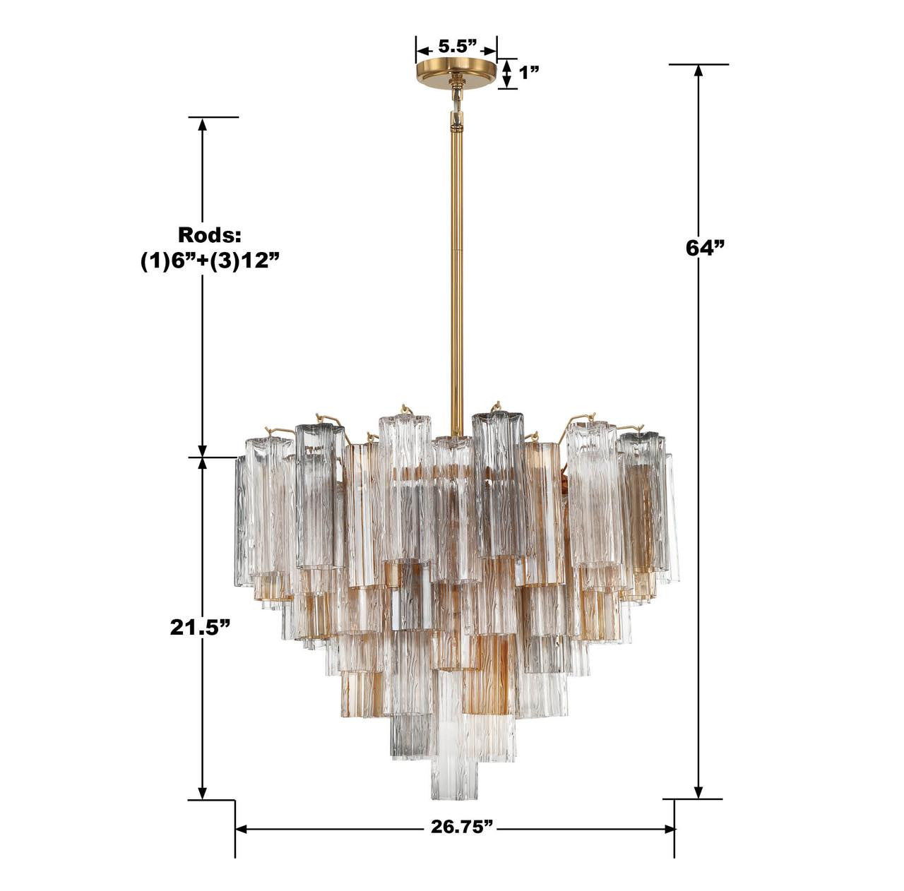 Crystorama Addis 12 Light Chandelier Polished Chrome