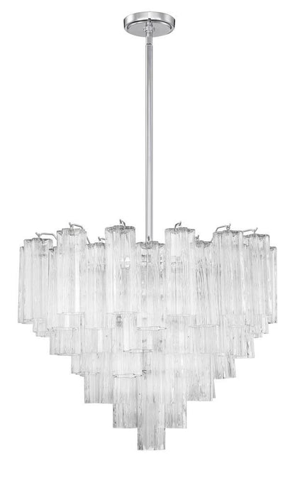 Crystorama Addis 12 Light Chandelier - Polished Chrome, Tronchi Glass Clear 21.5"H