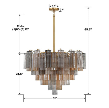 Crystorama Addis 16 Light Chandelier Polished Chrome