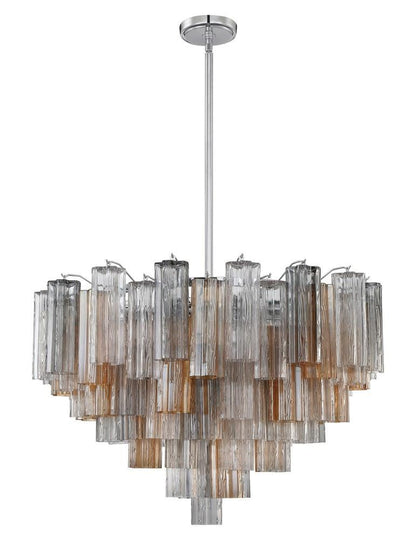 Crystorama Addis 16 Light Chandelier - Polished Chrome, Tronchi Glass Autumn 21.5"H