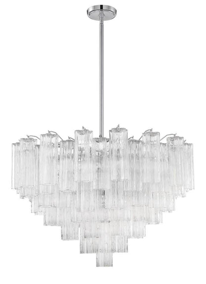 Crystorama Addis 16 Light Chandelier - Polished Chrome, Tronchi Glass Clear 21.5"H
