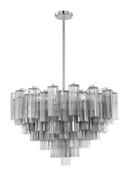 Crystorama Addis 16 Light Chandelier - Polished Chrome, Tronchi Glass Smoke 21.5"H