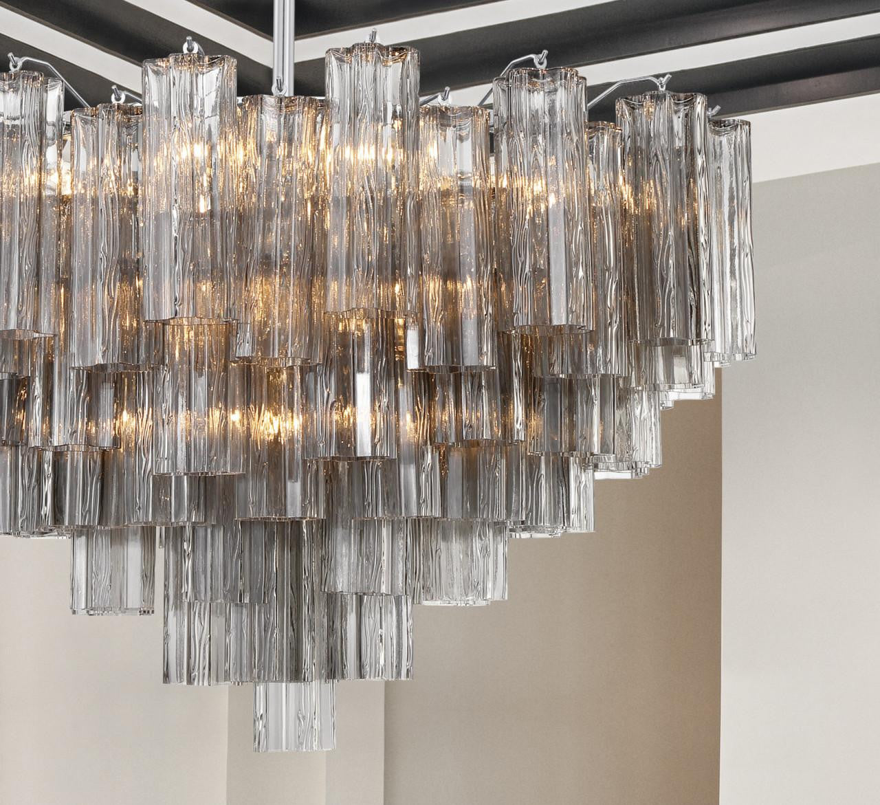 Crystorama Addis 16 Light Chandelier - Polished Chrome, Tronchi Glass Smoke 21.5"H