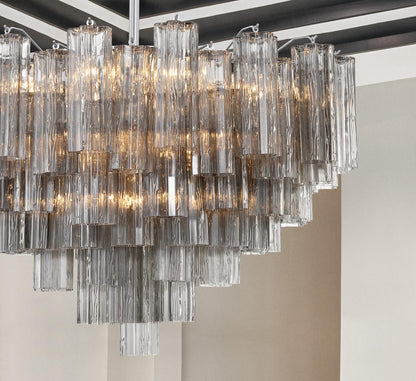 Crystorama Addis 16 Light Chandelier - Polished Chrome, Tronchi Glass Smoke 21.5"H