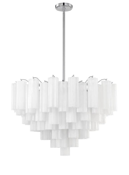 Crystorama Addis 16 Light Chandelier - Polished Chrome, Tronchi Glass White 21.5"H