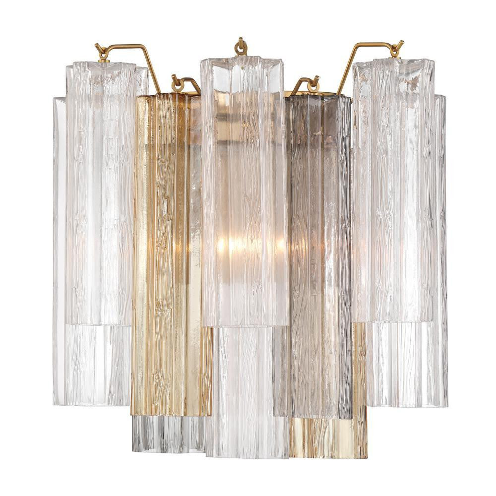 Crystorama Addis 2 Light Sconce Aged Brass