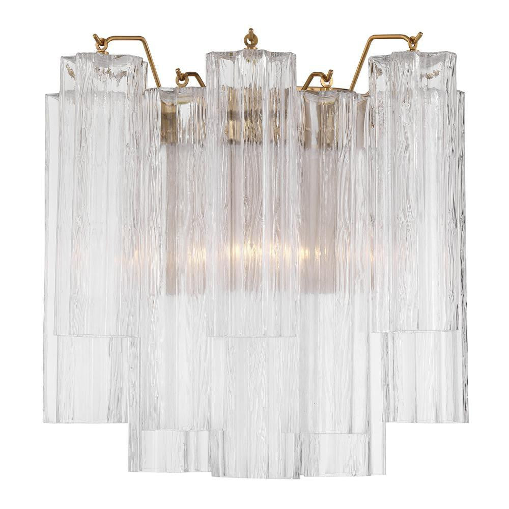 Crystorama Addis 2 Light Sconce Aged Brass