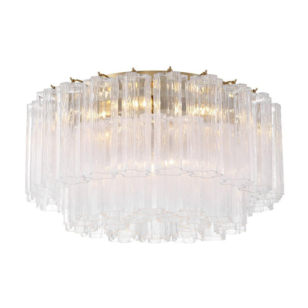 Crystorama Addis 7 Light Flush Mount Aged Brass