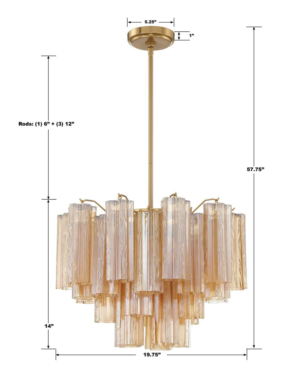Crystorama Addis 6 Light Chandelier Aged Brass