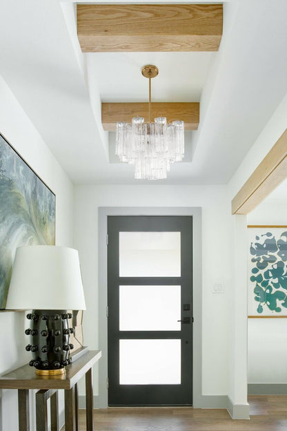 Crystorama Addis Chandelier - Aged Brass, Tronchi Glass Clear 13.75"H