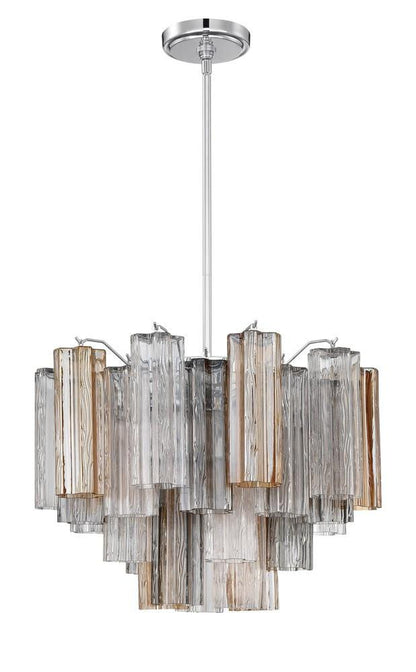 Crystorama Addis Chandelier - Polished Chrome, Tronchi Glass Autumn 14"H