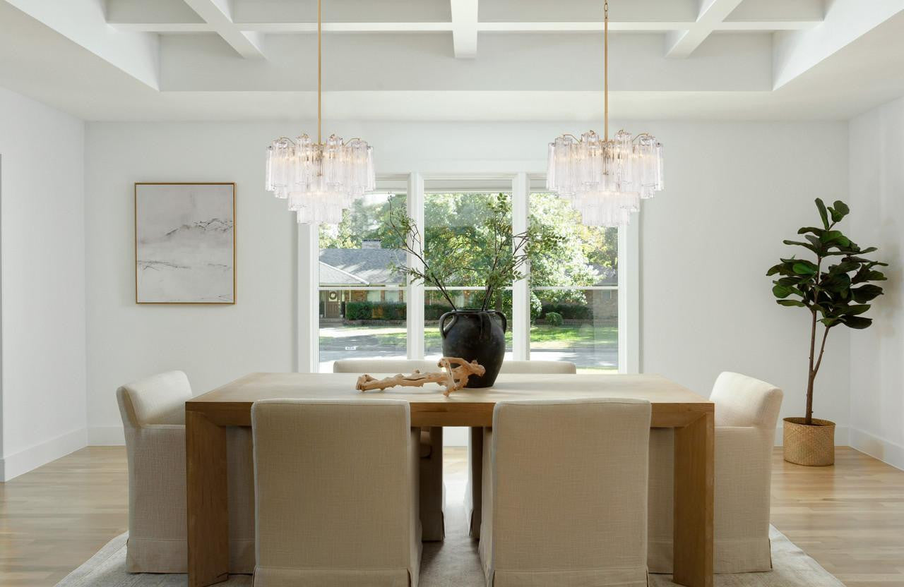 Crystorama Addis Chandelier - Polished Chrome, Tronchi Glass Clear 14"H