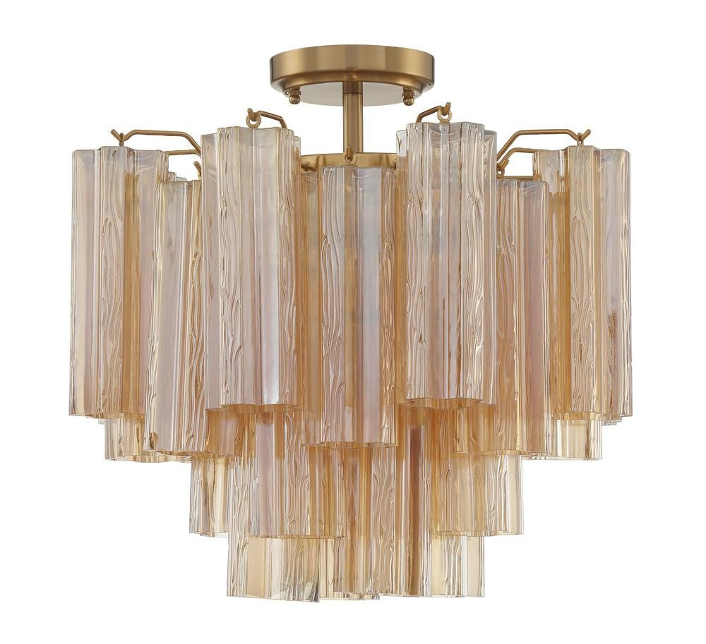 Crystorama Addis Semi Flush Mount Aged Brass