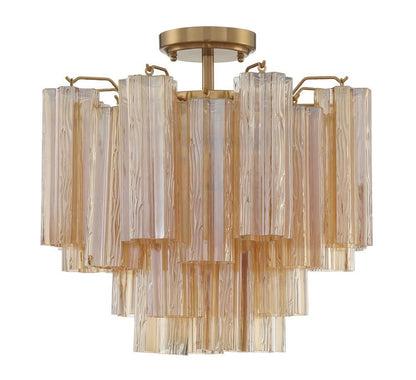 Crystorama Addis Semi Flush Mount Aged Brass