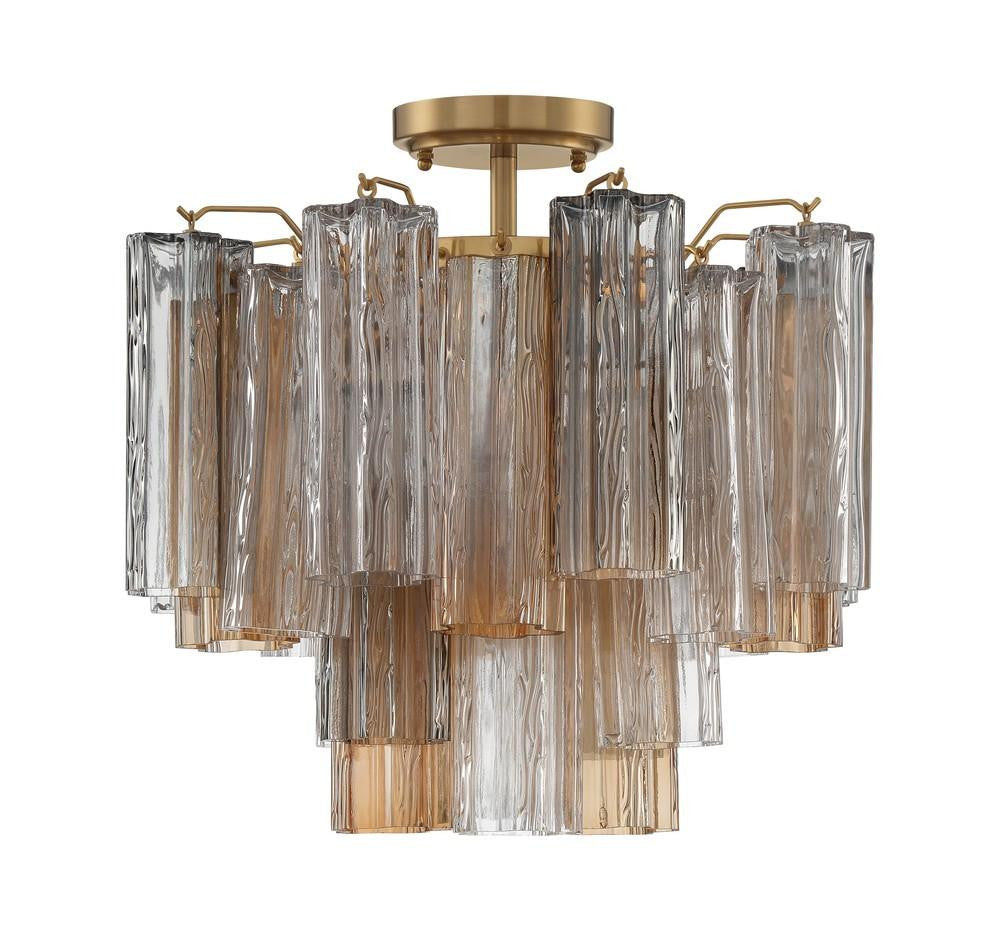 Crystorama Addis Semi Flush Mount Aged Brass
