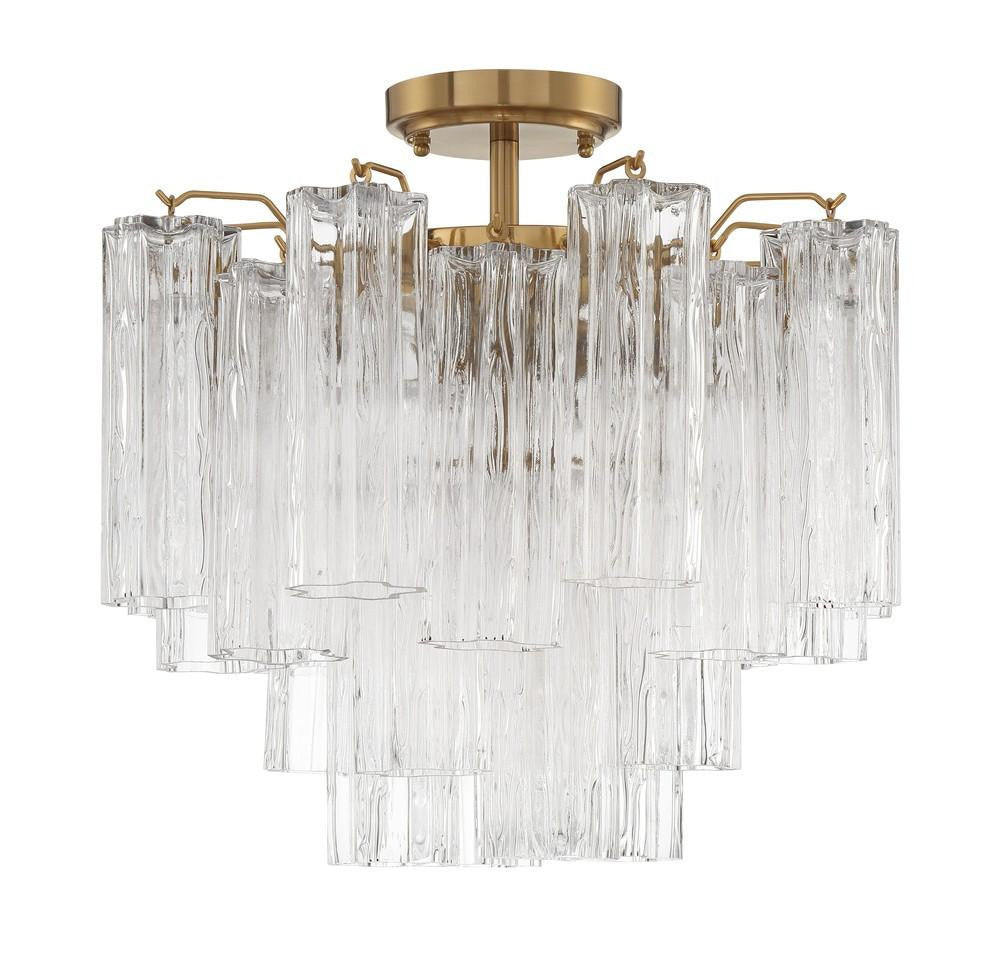 Crystorama Addis Semi Flush Mount Aged Brass