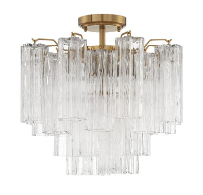 Crystorama Addis Semi Flush Mount Aged Brass