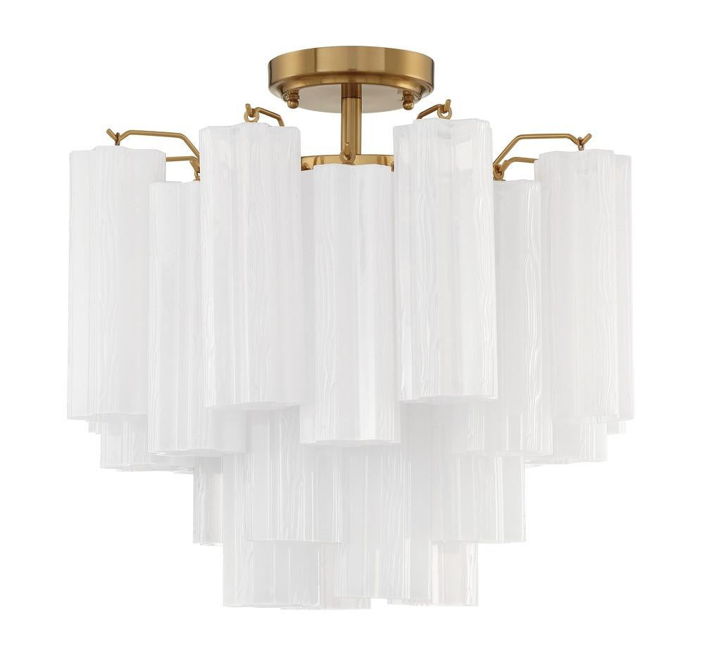 Crystorama Addis Semi Flush Mount Aged Brass