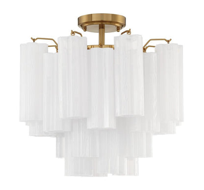Crystorama Addis Semi Flush Mount Aged Brass