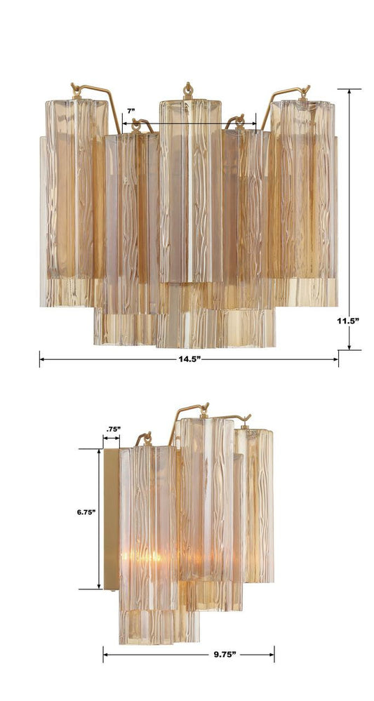 Crystorama Addis Wall Sconce Aged Brass