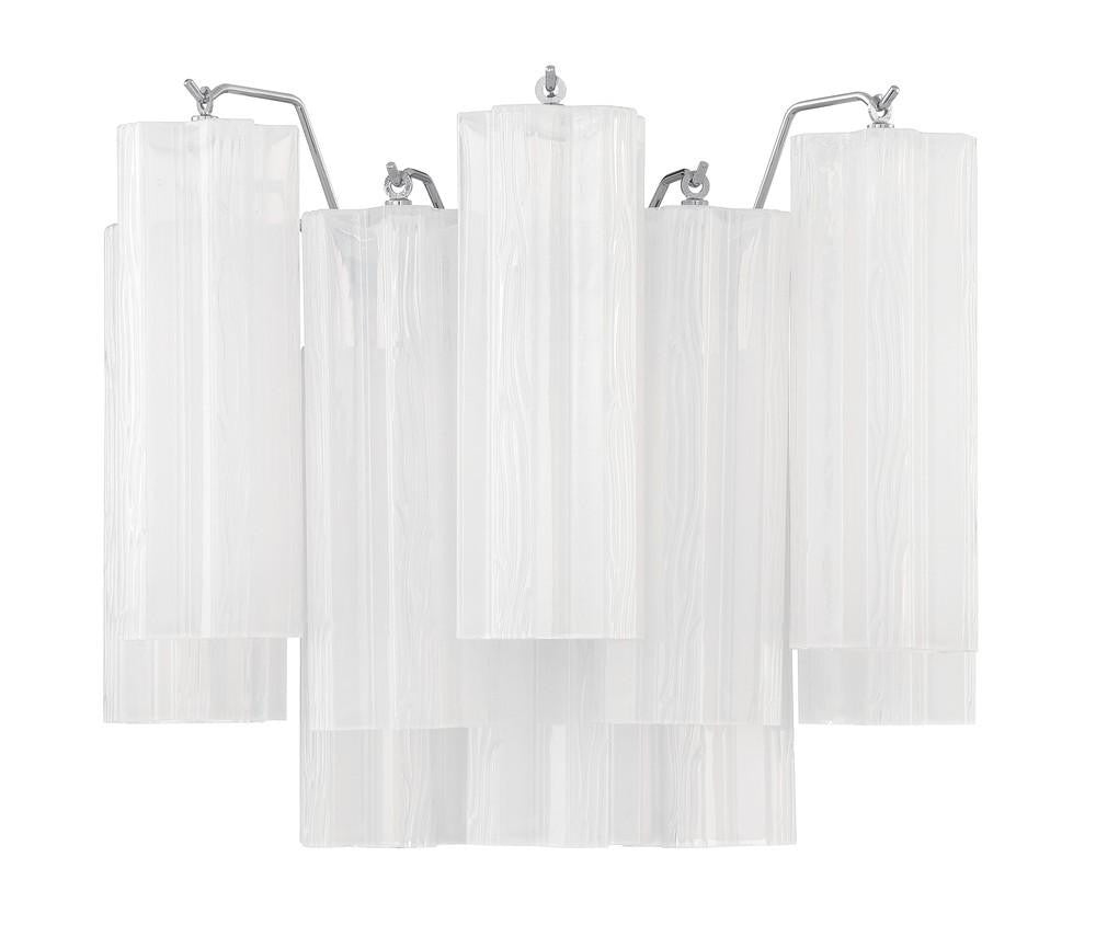 Crystorama Addis Wall Sconce - Polished Chrome, Tronchi Glass White 11.75"H