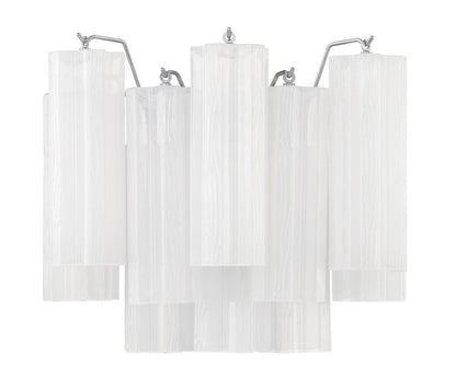Crystorama Addis Wall Sconce - Polished Chrome, Tronchi Glass White 11.75"H