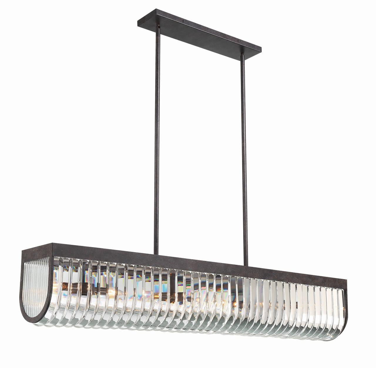 Crystorama Alister Chandelier - Charcoal Bronze, Hand Cut Crystal 8.5"H