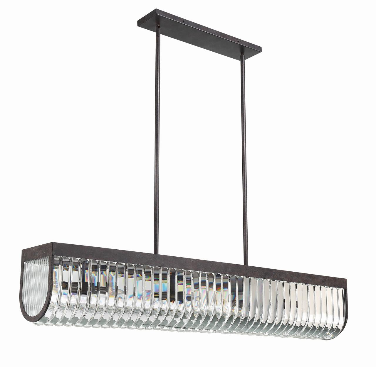 Crystorama Alister Chandelier - Charcoal Bronze, Hand Cut Crystal 8.5"H