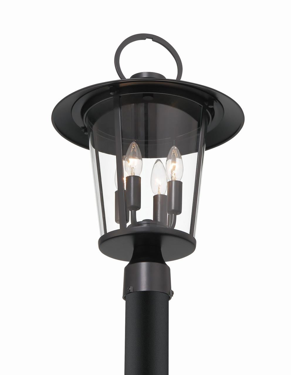Crystorama Andover 4 Light Post Light - Matte Black 20.5"H