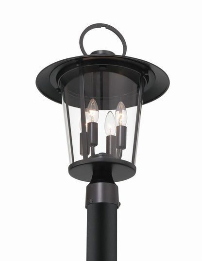 Crystorama Andover 4 Light Post Light - Matte Black 20.5"H