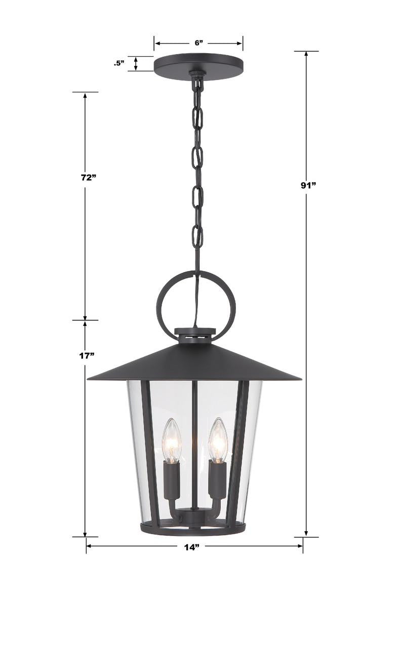 Crystorama Andover Pendant - Matte Black 17"H