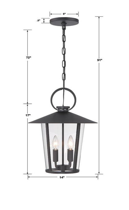 Crystorama Andover Pendant - Matte Black 17"H