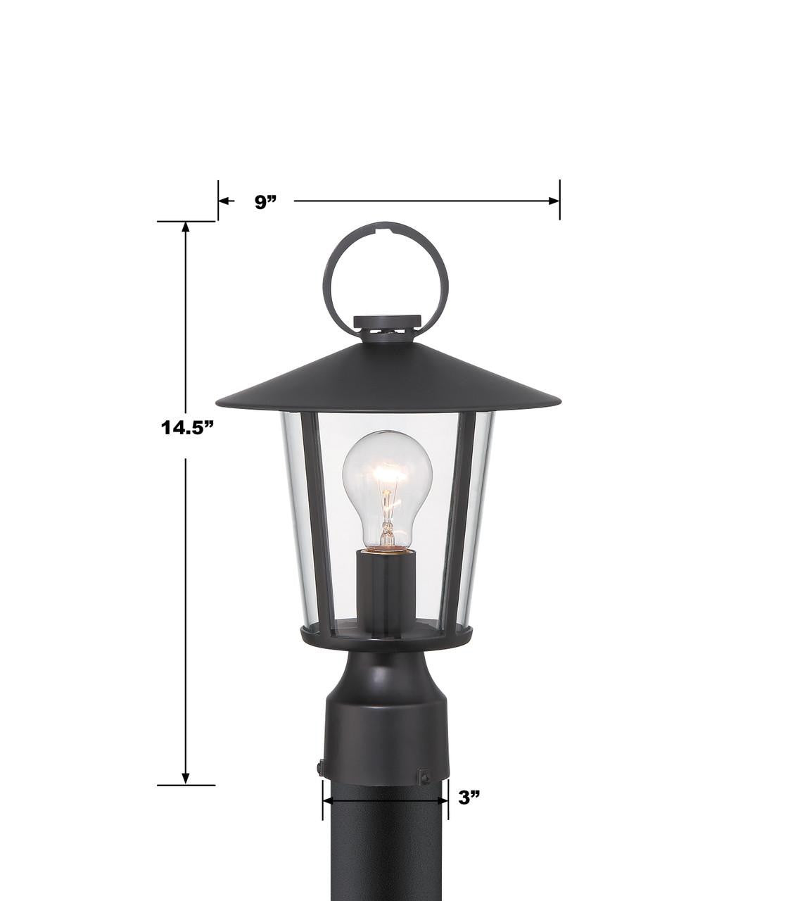 Crystorama Andover Post Light - Matte Black 14.5"H