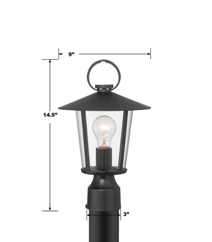 Crystorama Andover Post Light - Matte Black 14.5"H