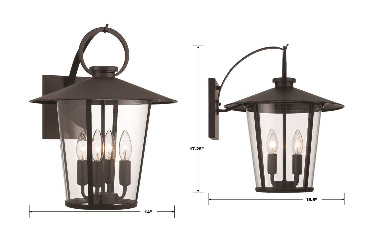 Crystorama Andover Wall Sconce - Matte Black 17.25"H