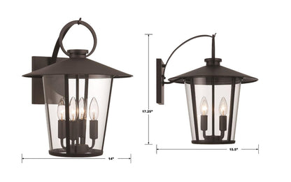 Crystorama Andover Wall Sconce - Matte Black 17.25"H