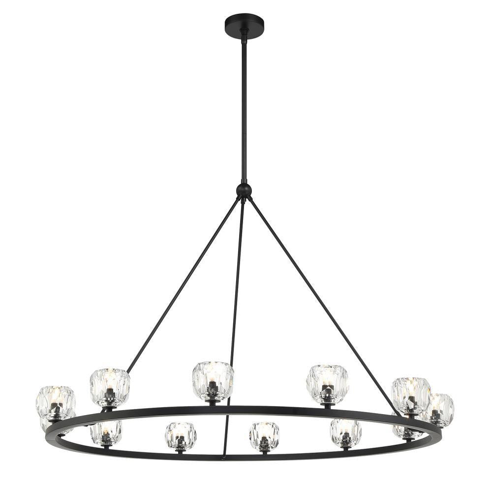 Crystorama Aragon 12 Light Matte Black Chandelier, Crystorama ARA-10266-MK 2NYAM
