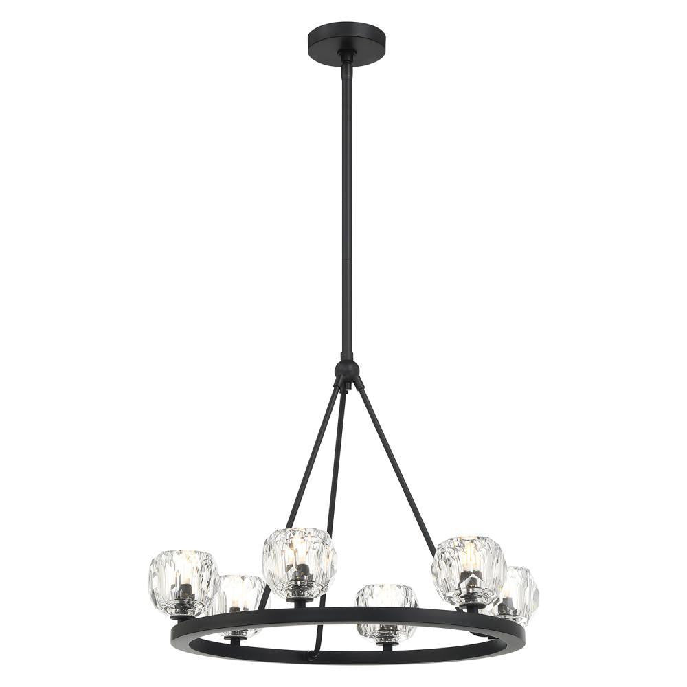 Crystorama Aragon 6 Light Matte Black Chandelier, Crystorama ARA-10264-MK 2NYAH