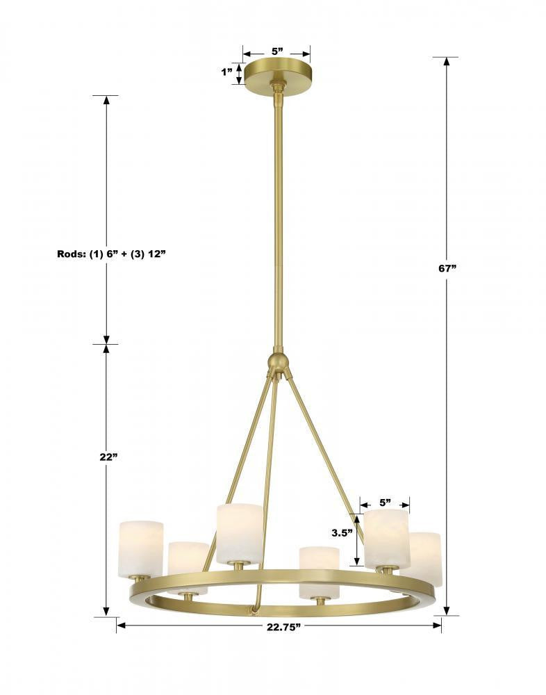 Crystorama Aragon Chandelier - Soft Brass 18"H