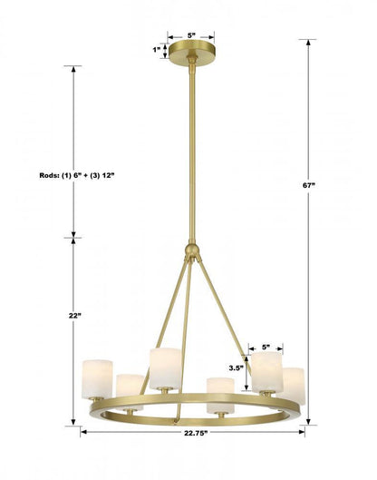 Crystorama Aragon Chandelier - Soft Brass 18"H