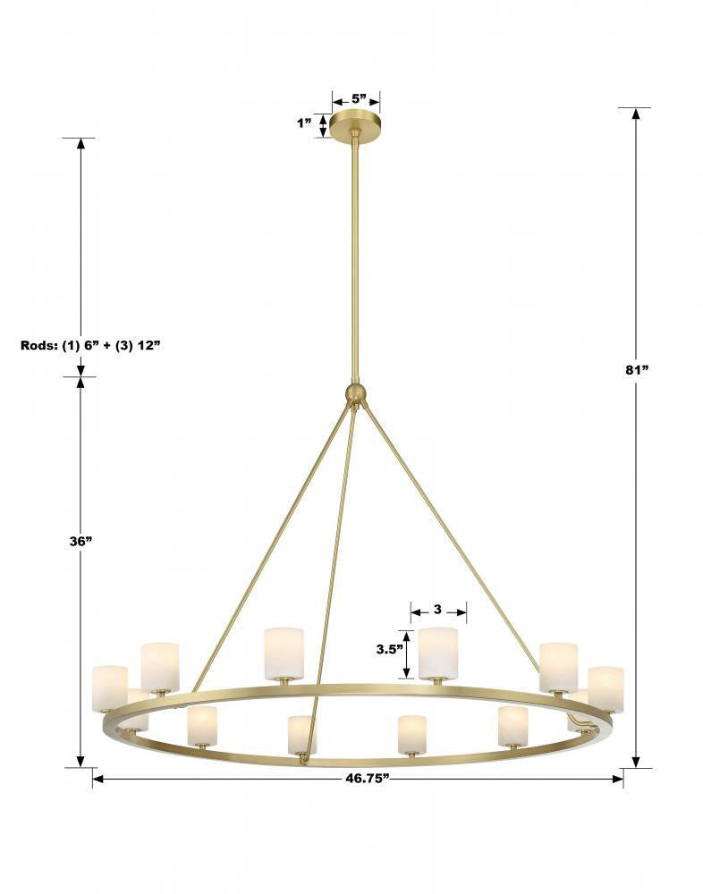 Crystorama Aragon Chandelier - Soft Brass 32"H