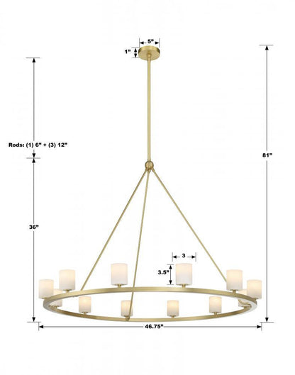 Crystorama Aragon Chandelier - Soft Brass 32"H