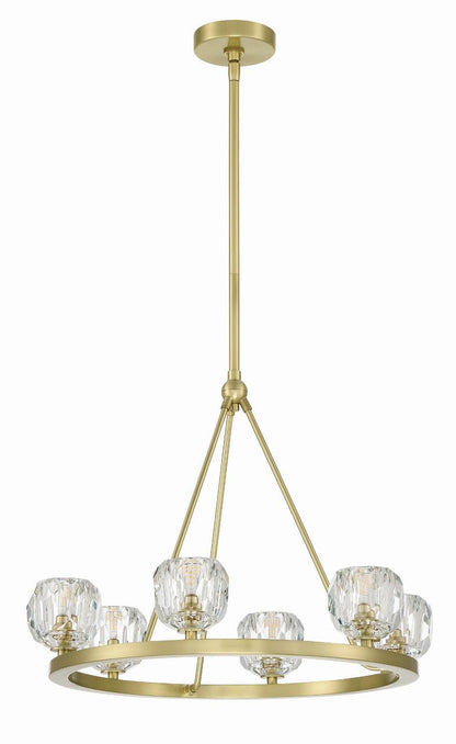 Crystorama Aragon Chandelier - Soft Brass, Faceted Cut Crystal 22"H