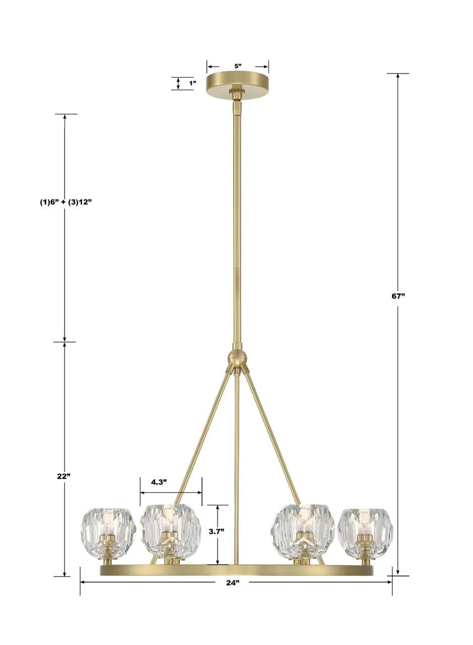 Crystorama Aragon Chandelier - Soft Brass, Faceted Cut Crystal 22"H