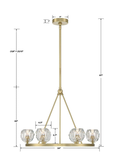 Crystorama Aragon Chandelier - Soft Brass, Faceted Cut Crystal 22"H