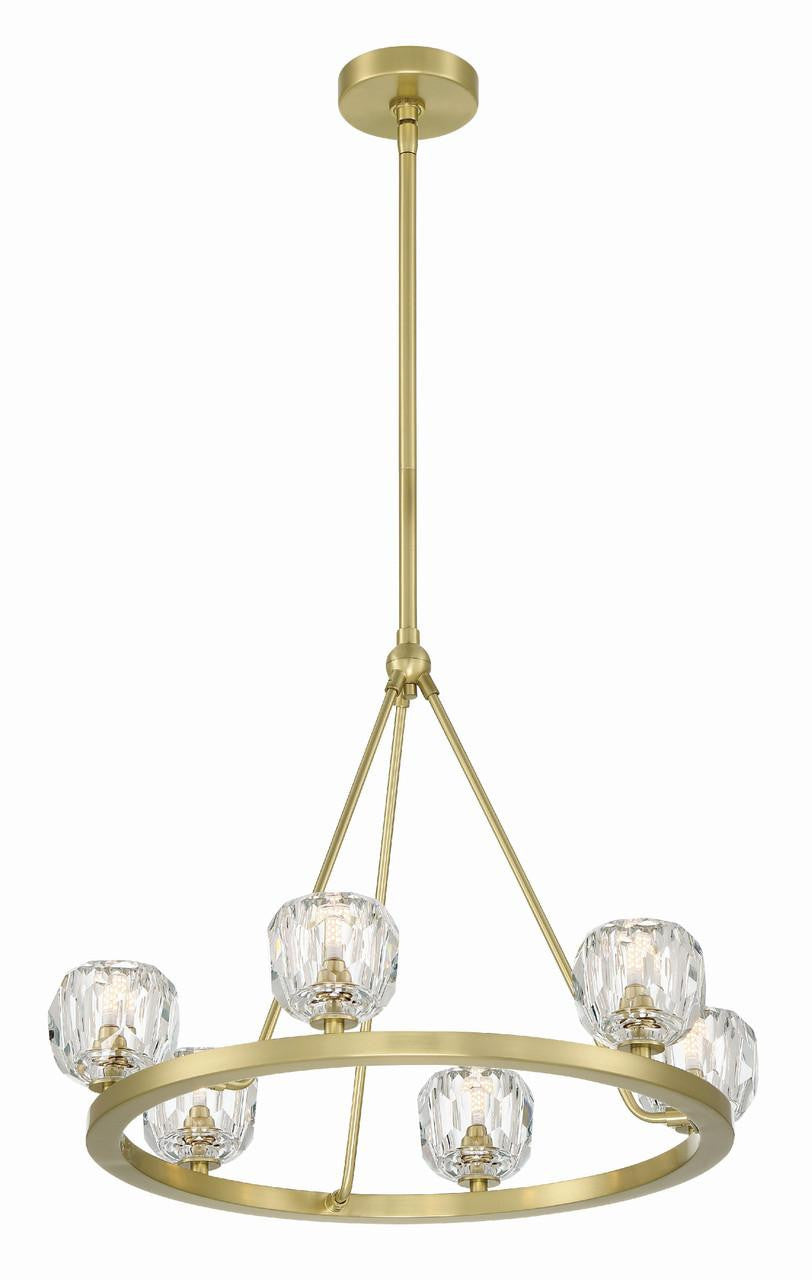 Crystorama Aragon Chandelier - Soft Brass, Faceted Cut Crystal 22"H