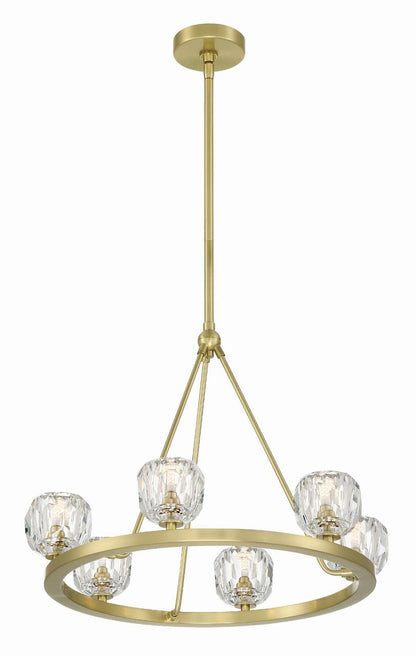 Crystorama Aragon Chandelier - Soft Brass, Faceted Cut Crystal 22"H