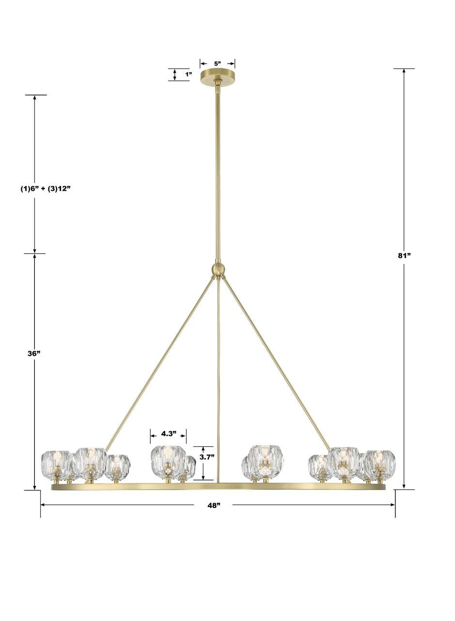 Crystorama Aragon Chandelier - Soft Brass, Faceted Cut Crystal 36"H