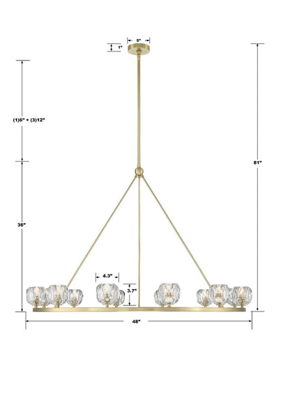 Crystorama Aragon Chandelier - Soft Brass, Faceted Cut Crystal 36"H